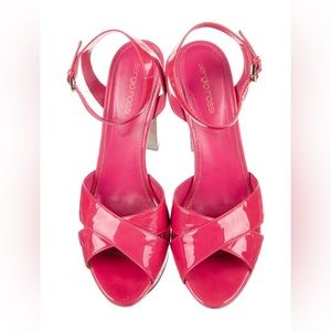 Sergio Rossi pink patent leather platform sandals
